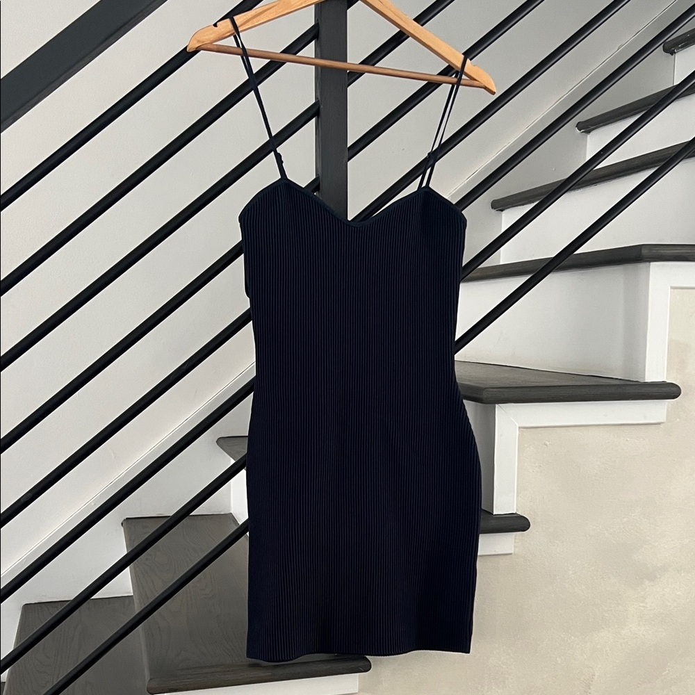 Aritzia Black Ribbed Mini Dress